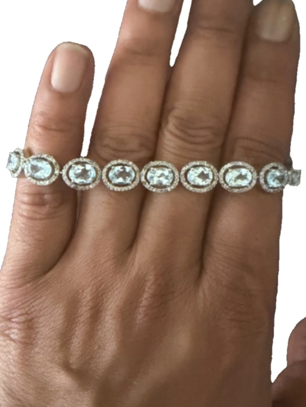 Bracelet 14k w gold over sterling silver diamond 3.50 ctw blue topaz 14.00 ctw